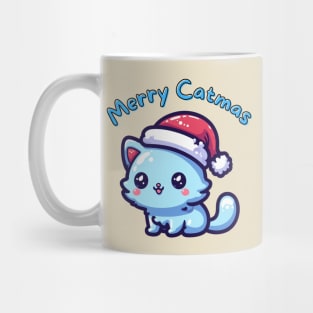 Merry Christmas catmas blue cat Mug